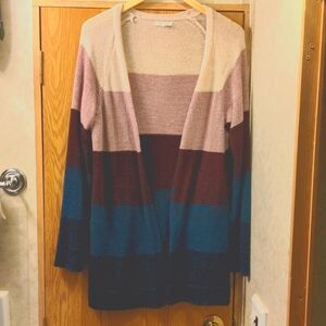 4/$20 Flaws! Maurices Women's Knit Cardigan Duster Size Small Multicolor Stripe